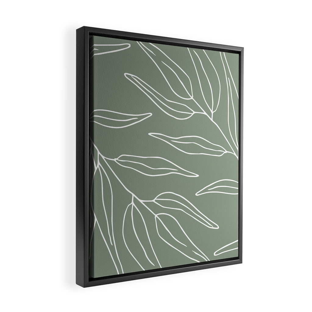 Minimalist, Leaves, Green, Boho Wall Art Framed Canvas Print Gallery Image 2