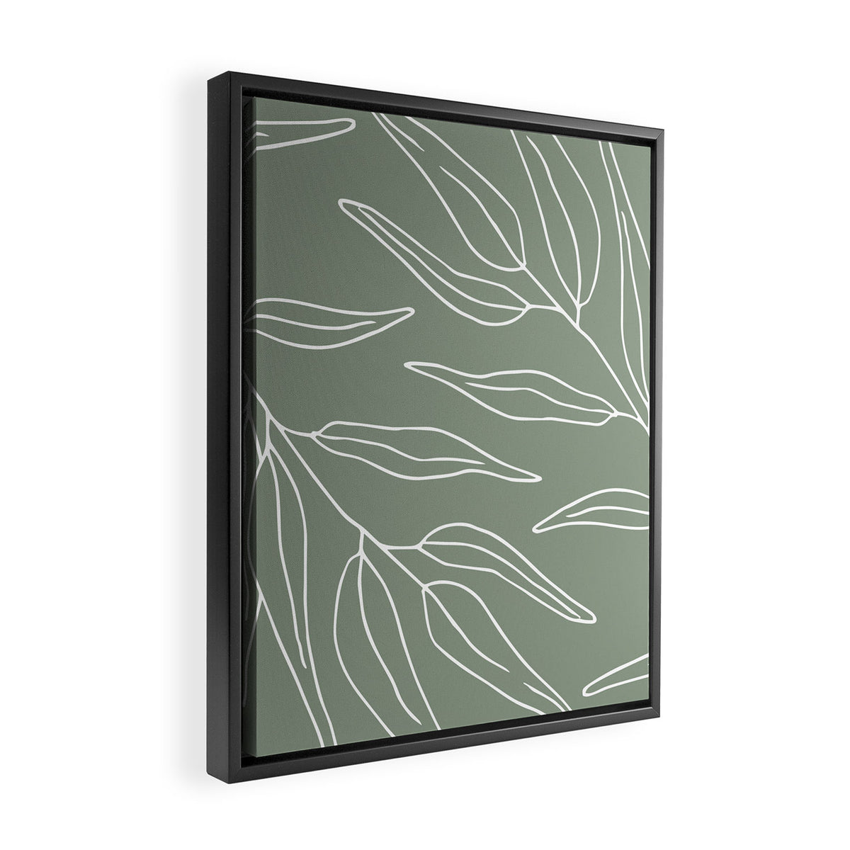 Minimalist, Leaves, Green, Boho Wall Art Framed Canvas Print Gallery Image 2