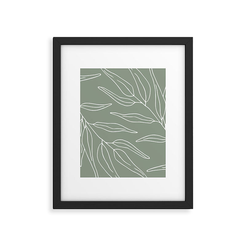 Minimalist, Leaves, Green, Boho Wall Art Framed Art Print Gallery Image 6