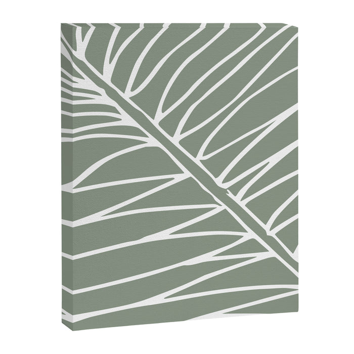 Minimalist, Tropical Leaf, Green, Boho Wall Art Canvas Print Gallery Image 1