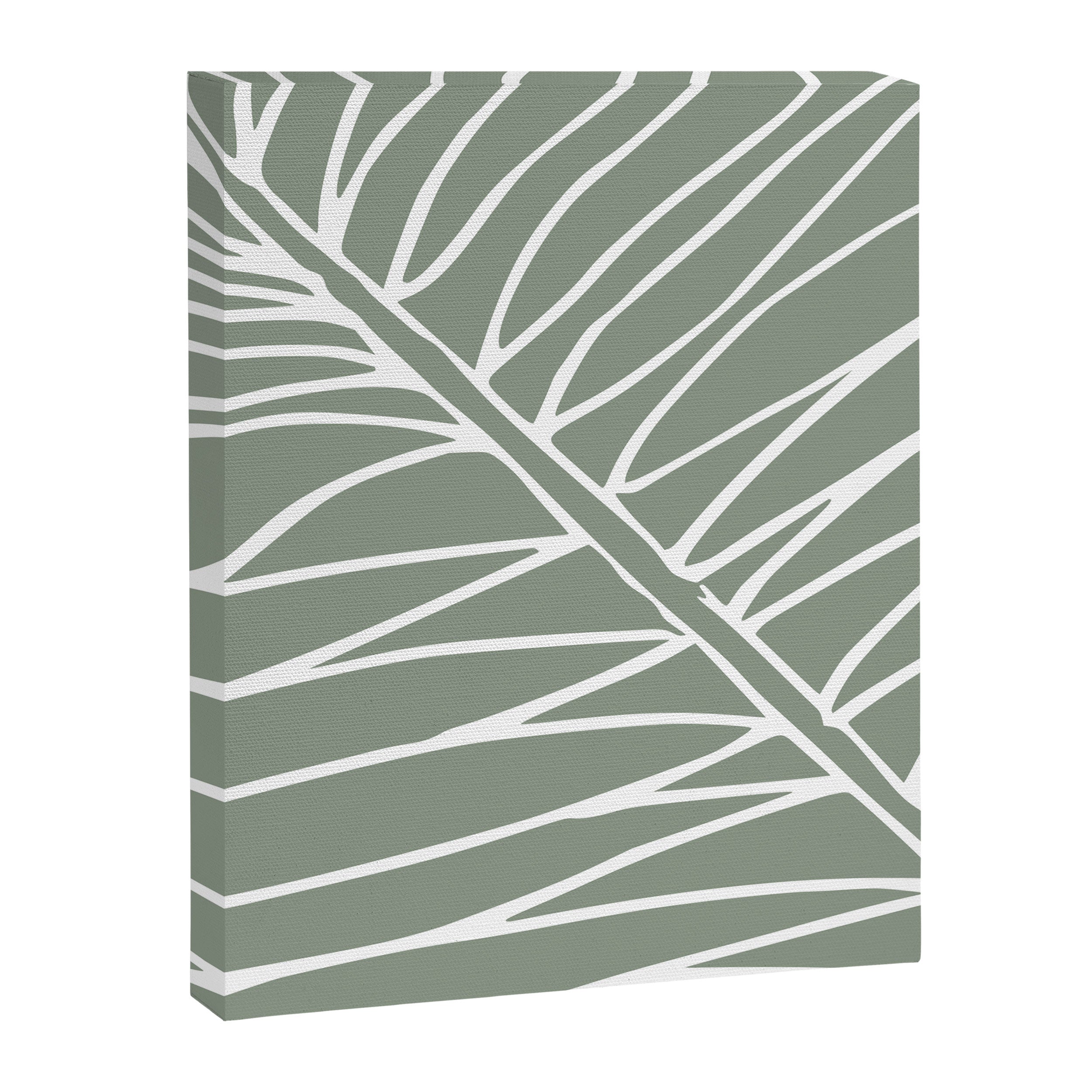 Minimalist, Tropical Leaf, Green, Boho Wall Art Canvas Print Gallery Image 8