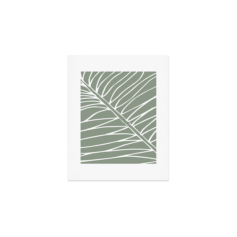 Minimalist, Tropical Leaf, Green, Boho Wall Art Art Print Gallery Image 1