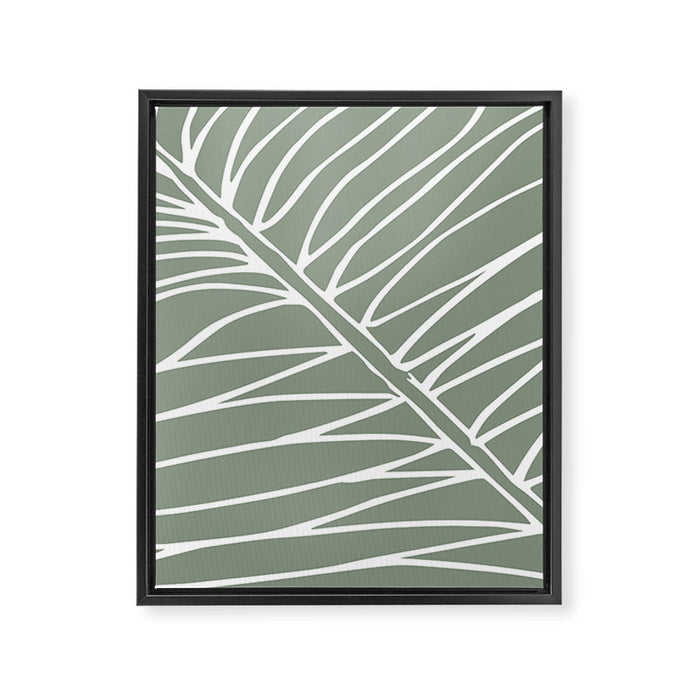Minimalist, Tropical Leaf, Green, Boho Wall Art Framed Canvas Print Gallery Image 1