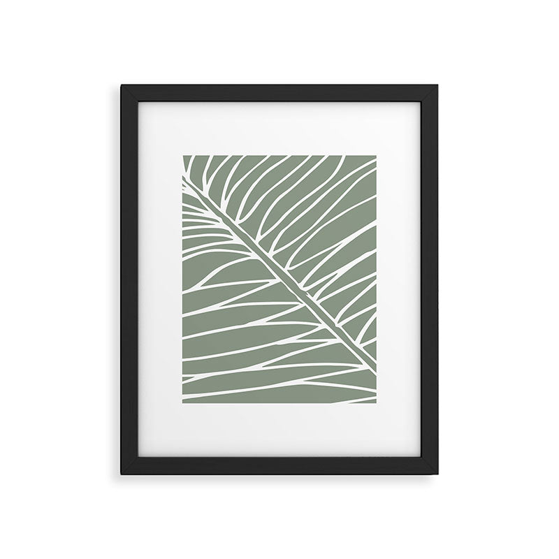 Minimalist, Tropical Leaf, Green, Boho Wall Art Framed Art Print Gallery Image 4