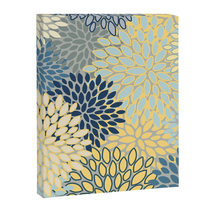 Modern, Abstract, Flower Garden, Blue, Yellow, Gray Canvas Print Gallery Image 1