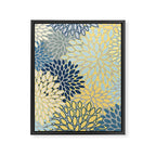 Modern, Abstract, Flower Garden, Blue, Yellow, Gray Framed Canvas Print Gallery Image 8