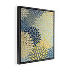 Modern, Abstract, Flower Garden, Blue, Yellow, Gray Framed Canvas Print Gallery Image 2