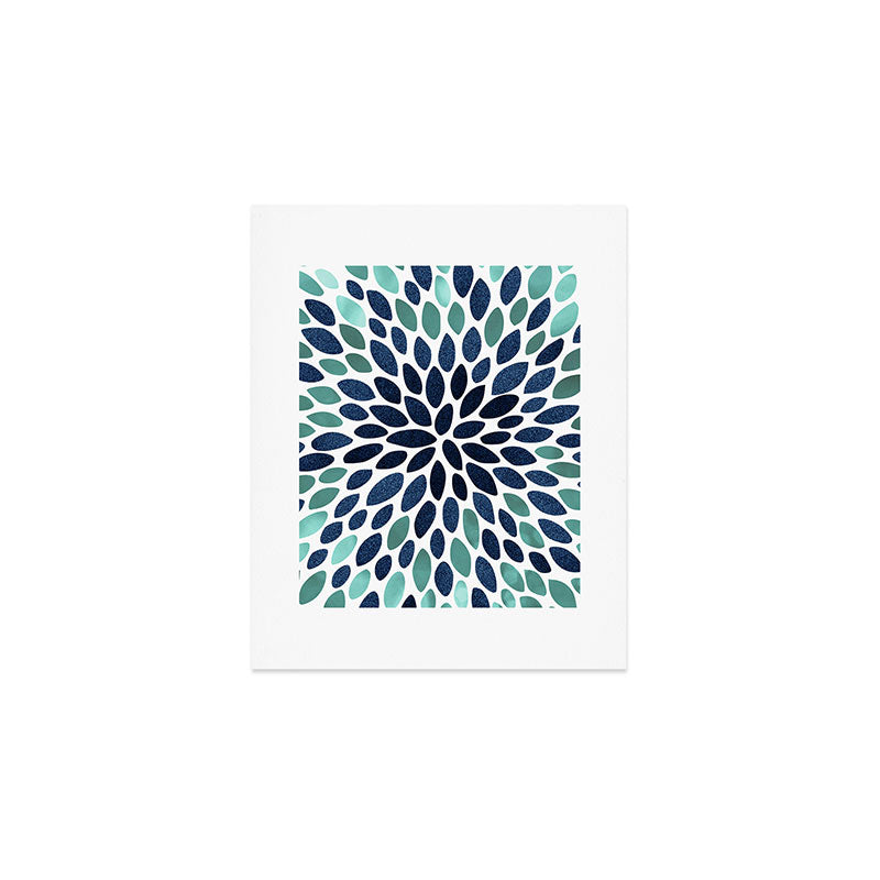 Modern, Blue and Green, Floral Bloom, Botanical Pattern Art Print Gallery Image 1