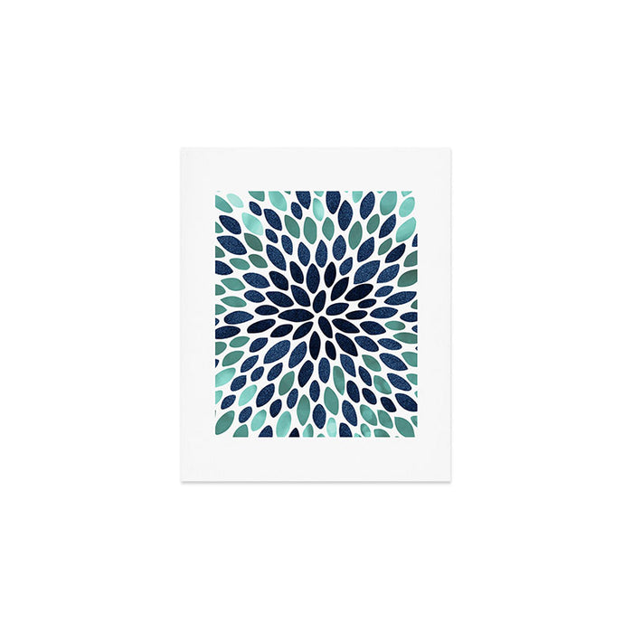 Modern, Blue and Green, Floral Bloom, Botanical Pattern Art Print Gallery Image 1