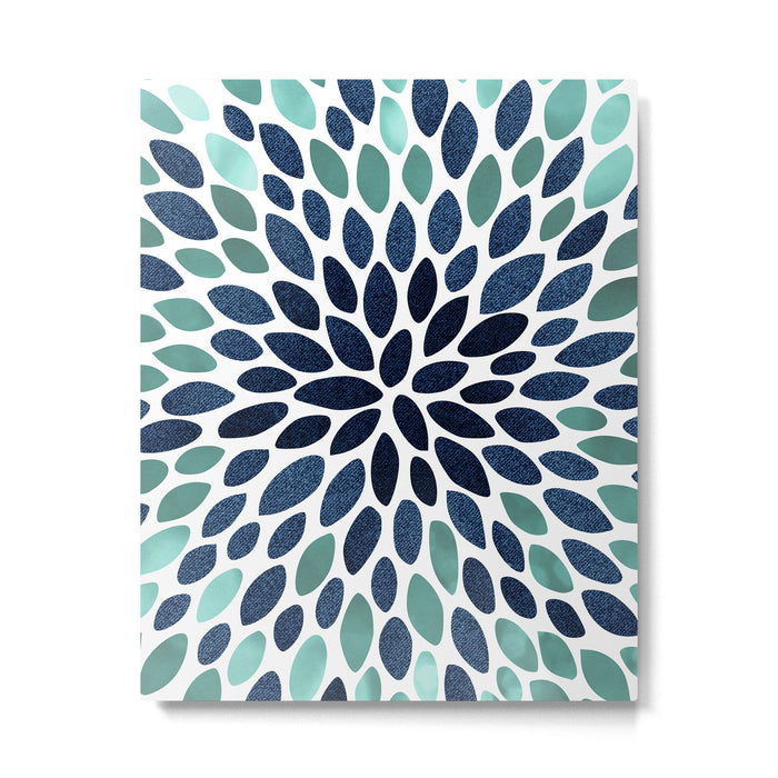 Modern, Blue and Green, Floral Bloom, Botanical Pattern Metal Print Gallery Image 1