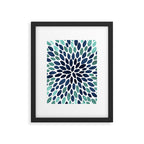 Modern, Blue and Green, Floral Bloom, Botanical Pattern Framed Art Print Gallery Image 6