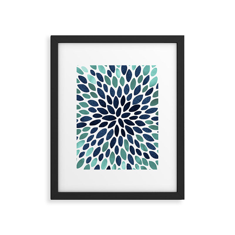 Modern, Blue and Green, Floral Bloom, Botanical Pattern Framed Art Print Gallery Image 6