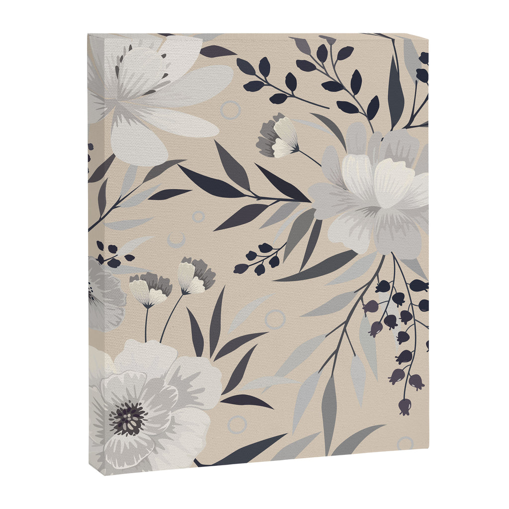 Modern, Boho, Floral Prints, Beige, Gray and White Canvas Print Gallery Image 8