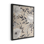 Modern, Boho, Floral Prints, Beige, Gray and White Framed Canvas Print Gallery Image 2