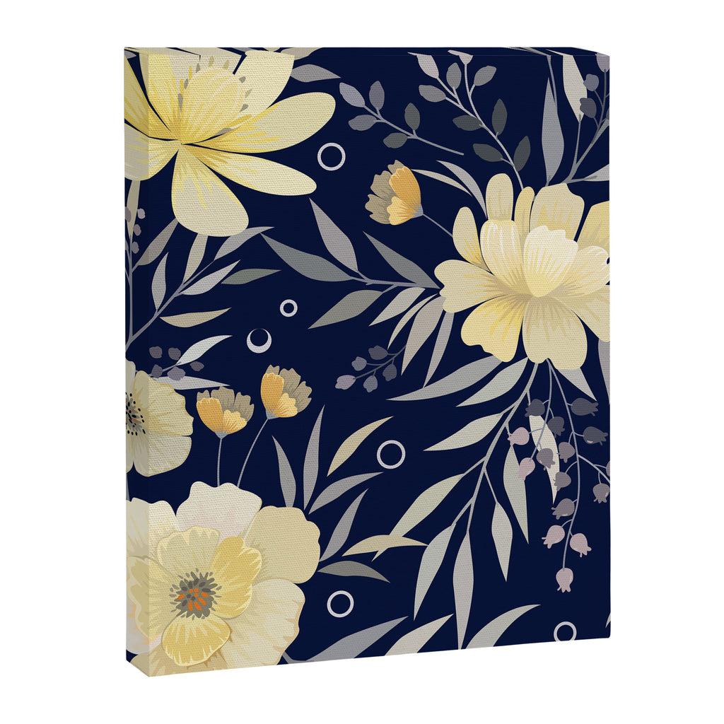 Modern, Boho, Floral Prints, Blue and Yellow Canvas Print Gallery Image 8