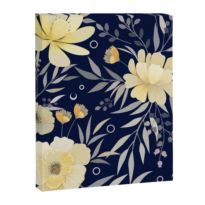 Modern, Boho, Floral Prints, Blue and Yellow Canvas Print Gallery Image 1
