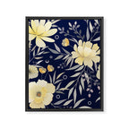 Modern, Boho, Floral Prints, Blue and Yellow Framed Canvas Print Gallery Image 8