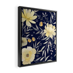Modern, Boho, Floral Prints, Blue and Yellow Framed Canvas Print Gallery Image 2