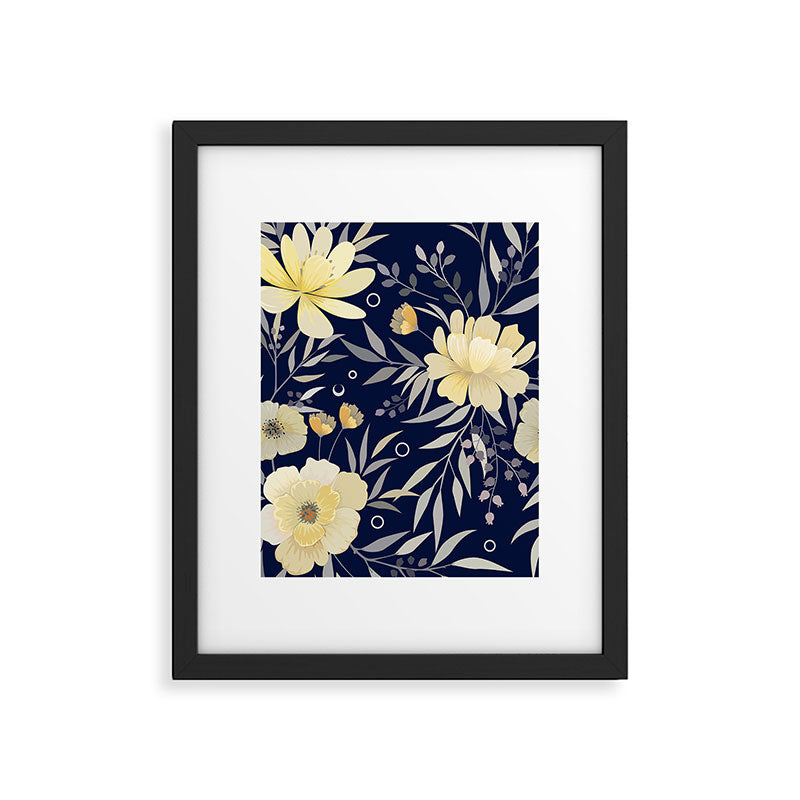 Modern, Boho, Floral Prints, Blue and Yellow Framed Art Print Gallery Image 6
