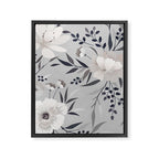 Modern, Boho, Floral Prints, Gray and White Framed Canvas Print Gallery Image 8