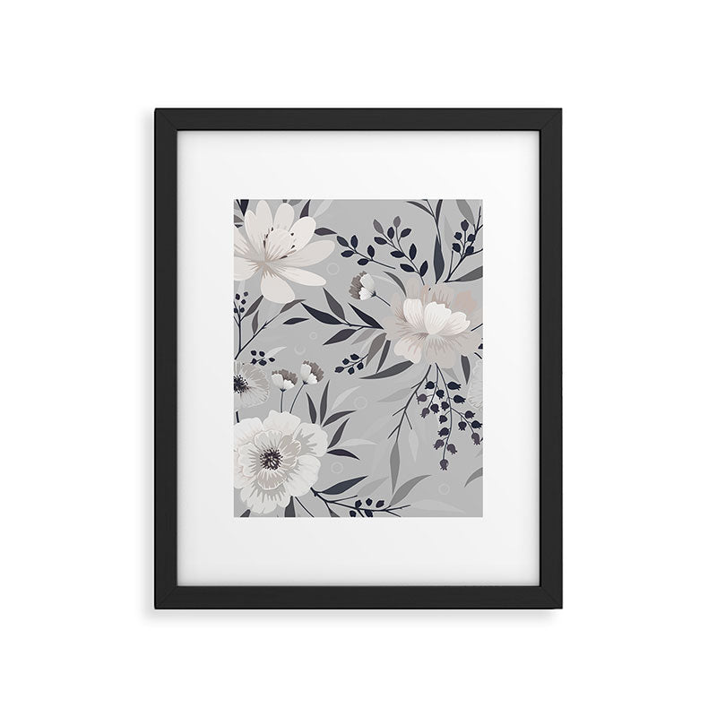 Modern, Boho, Floral Prints, Gray and White Framed Art Print Gallery Image 6