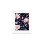 Modern, Boho, Floral Prints, Navy and Pink Art Print Gallery Image 1