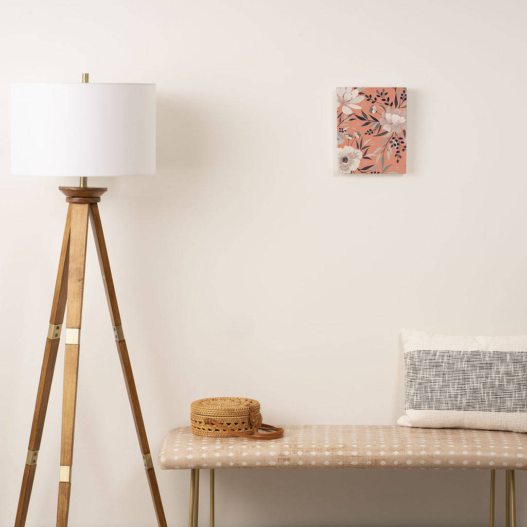 Modern, Boho, Floral Prints, Peach, Coral Gray, White Canvas Print Gallery Image 2