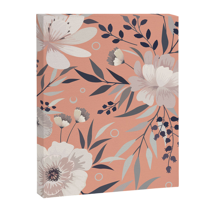 Modern, Boho, Floral Prints, Peach, Coral Gray, White Canvas Print Gallery Image 1