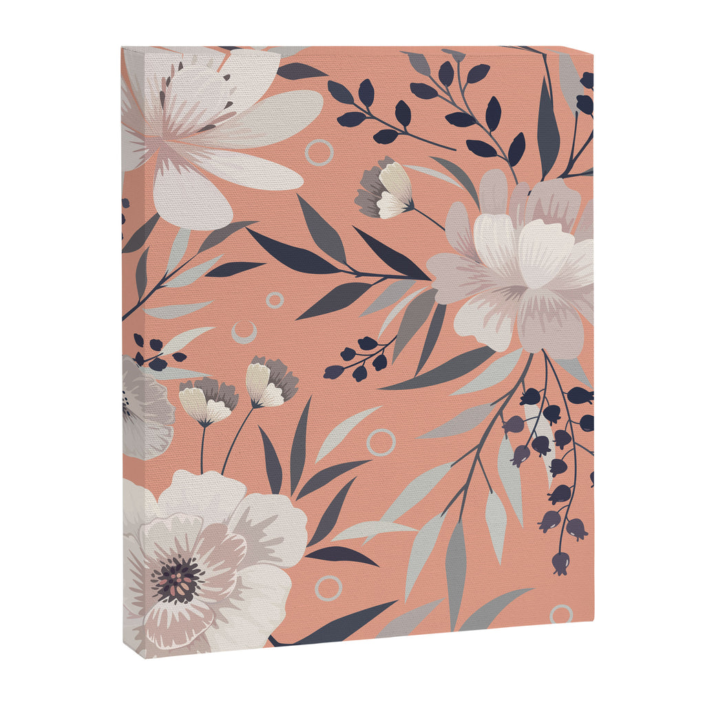 Modern, Boho, Floral Prints, Peach, Coral Gray, White Canvas Print Gallery Image 8