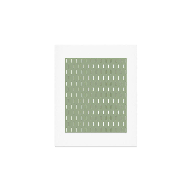 Modern Boho Minimal Pattern, Sage Green and White Art Print Gallery Image 1