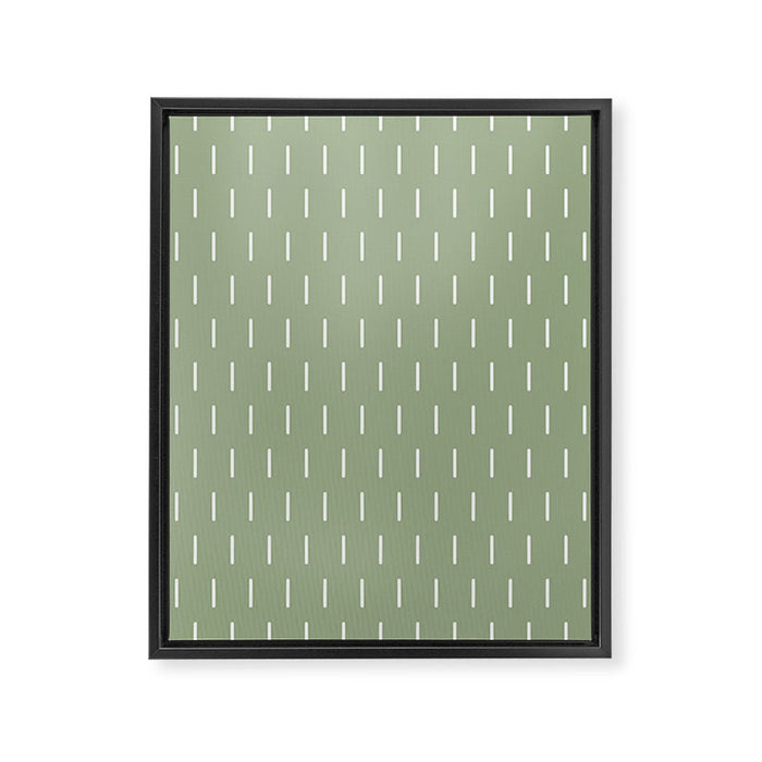 Modern Boho Minimal Pattern, Sage Green and White Framed Canvas Print Gallery Image 1
