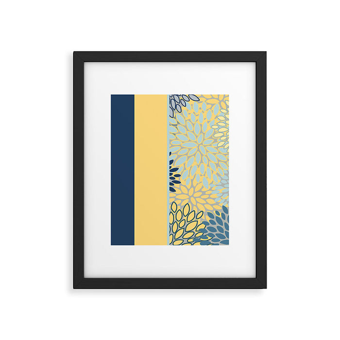 Modern, Color Block, Floral Prints, Blue and Yellow Framed Art Print Gallery Image 1