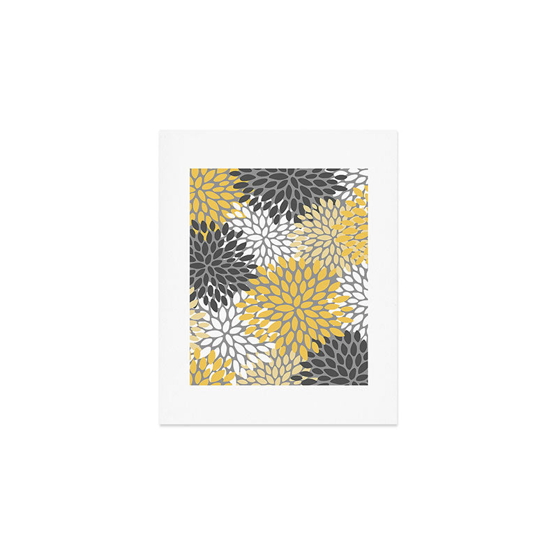 Modern Elegant Chic Floral Pattern, Soft Yellow, Gray, White Art Print Gallery Image 1