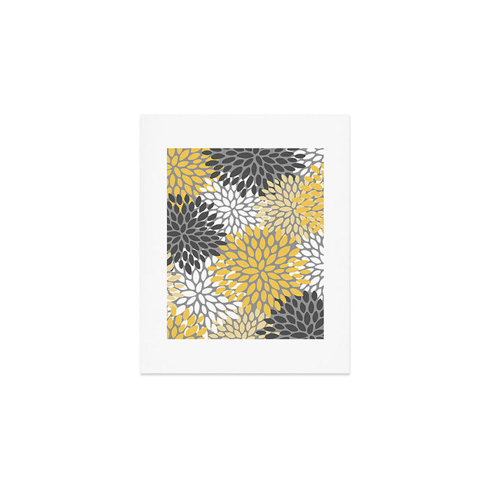 Modern Elegant Chic Floral Pattern, Soft Yellow, Gray, White Art Print Gallery Image 1