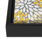 Modern Elegant Chic Floral Pattern, Soft Yellow, Gray, White Framed Canvas Print Gallery Image 3