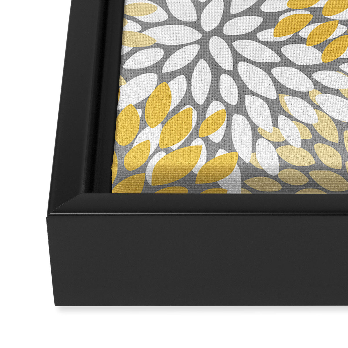 Modern Elegant Chic Floral Pattern, Soft Yellow, Gray, White Framed Canvas Print Gallery Image 3