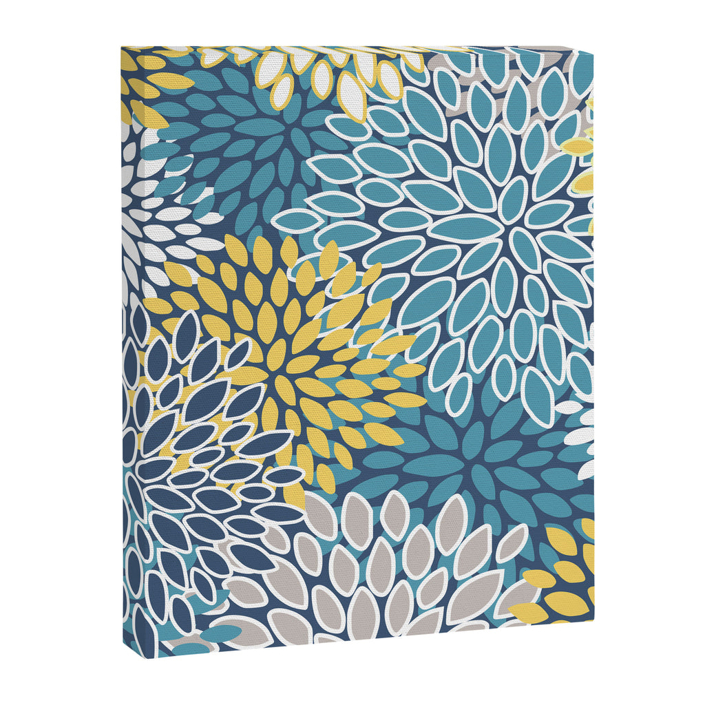 Modern, Floral Prints, Blue and Yellow Canvas Print Gallery Image 8