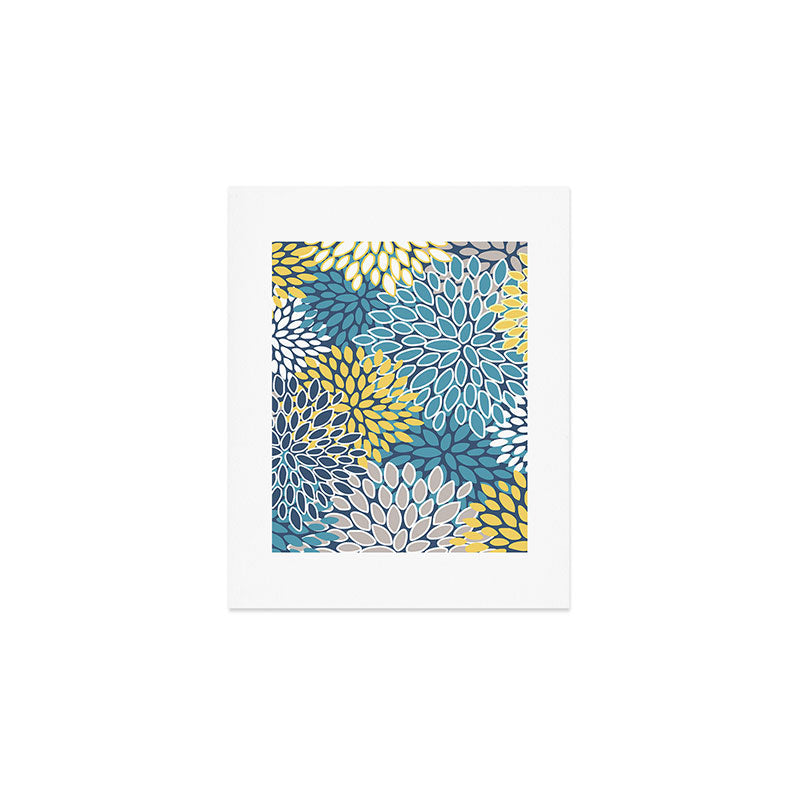 Modern, Floral Prints, Blue and Yellow Art Print Gallery Image 1
