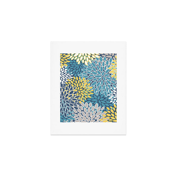 Modern, Floral Prints, Blue and Yellow Art Print Gallery Image 1