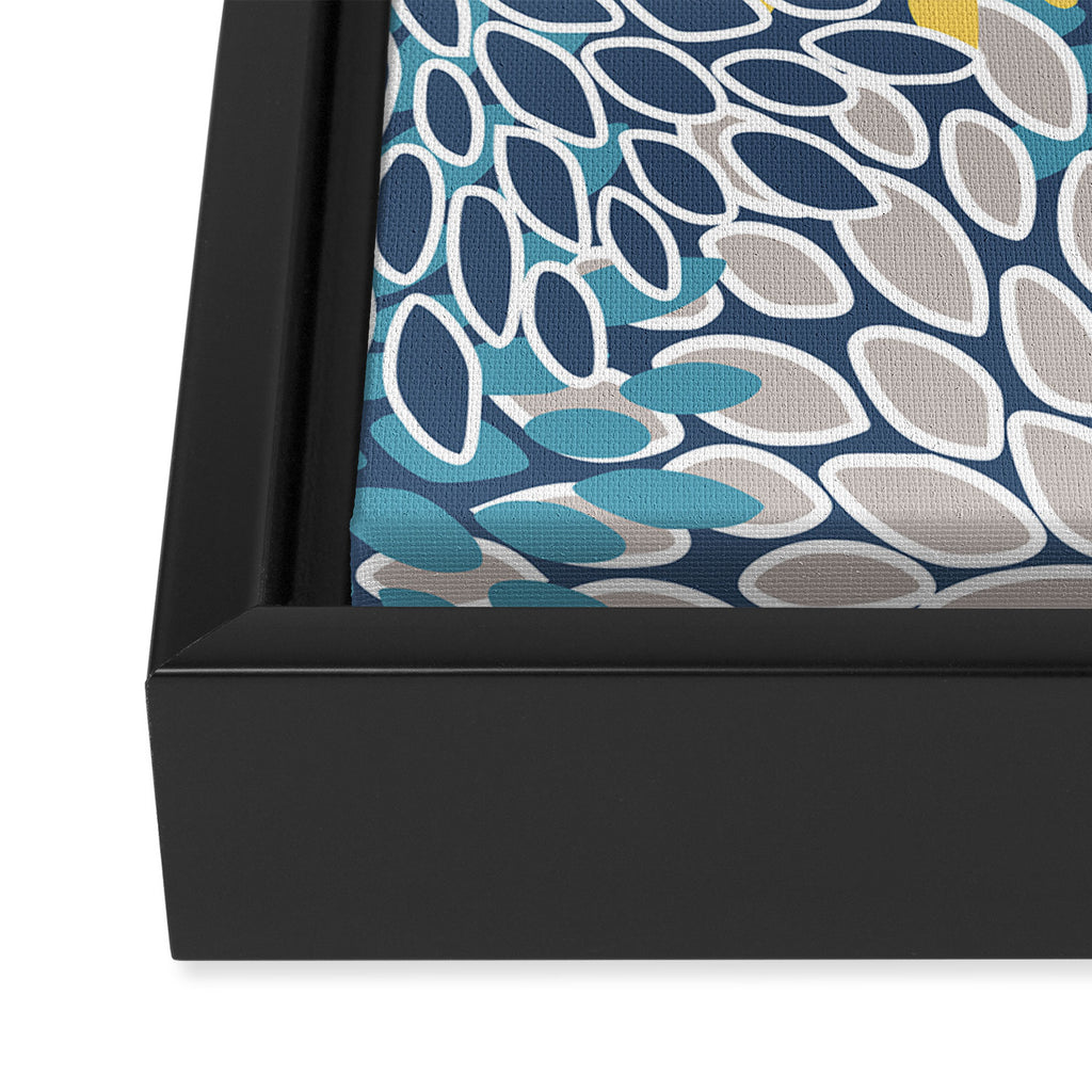 Modern, Floral Prints, Blue and Yellow Framed Canvas Print Gallery Image 3