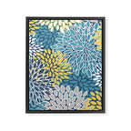 Modern, Floral Prints, Blue and Yellow Framed Canvas Print Gallery Image 8