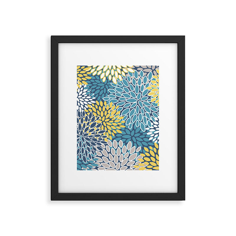 Modern, Floral Prints, Blue and Yellow Framed Art Print Gallery Image 4