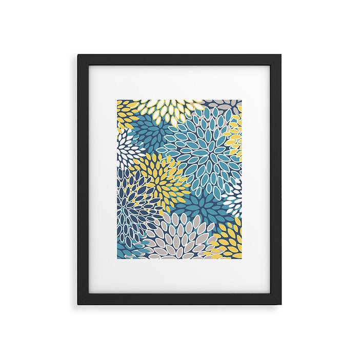 Modern, Floral Prints, Blue and Yellow Framed Art Print Gallery Image 1
