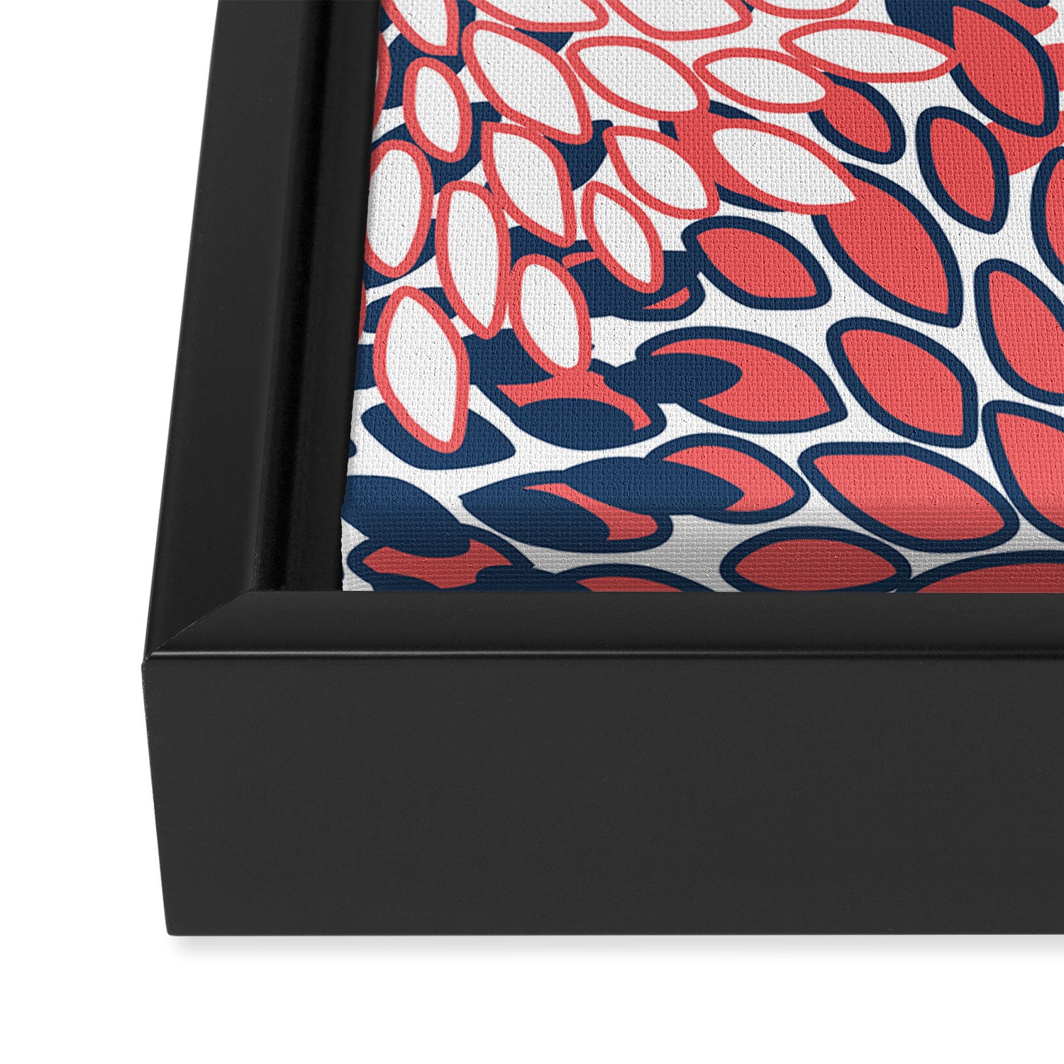 Modern Floral Prints, Coral and Navy Framed Canvas Print Gallery Image 3