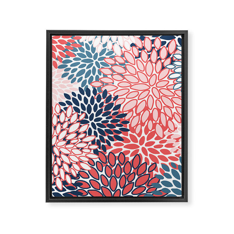 Modern Floral Prints, Coral and Navy Framed Canvas Print Gallery Image 8