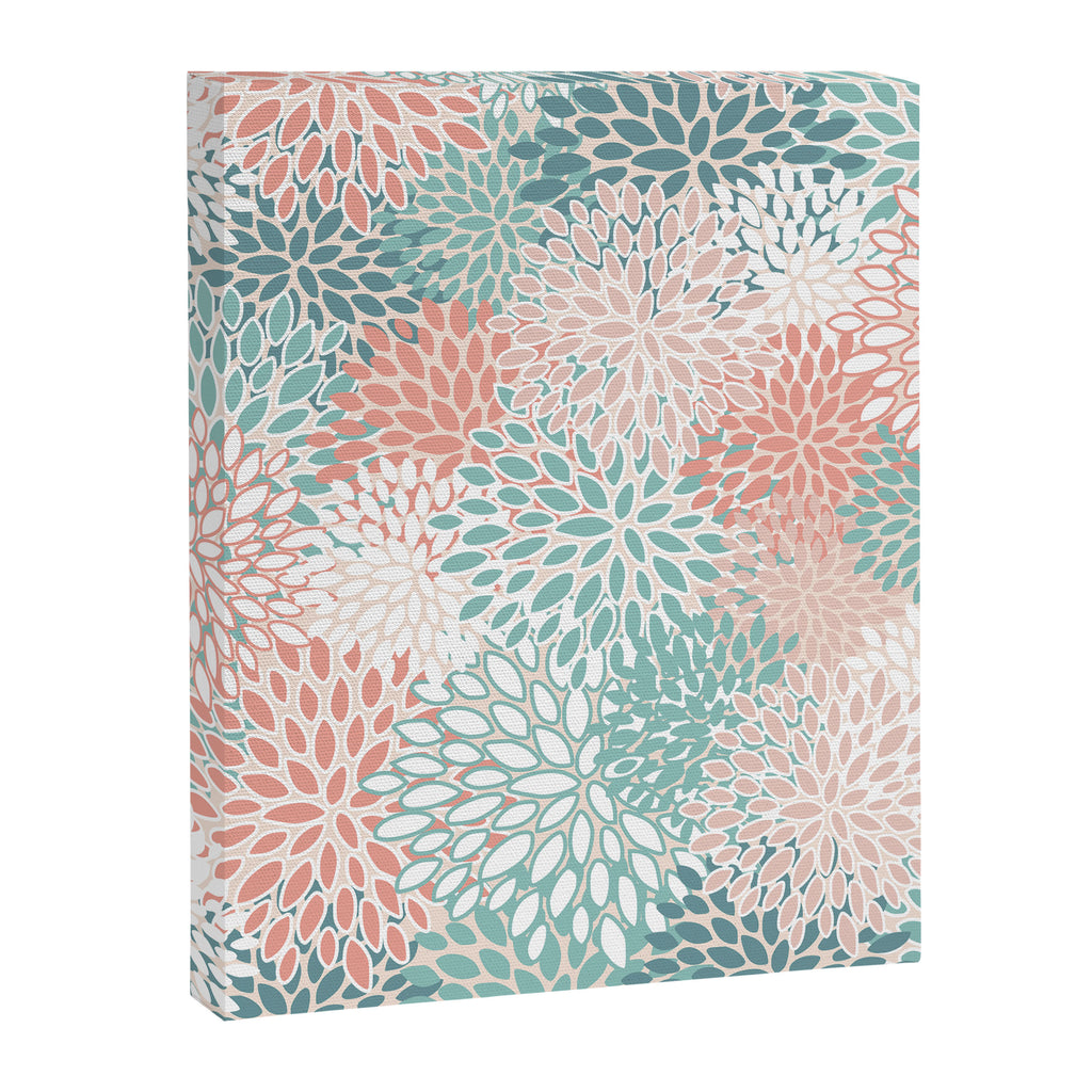 Modern Floral Prints, Coral Teal and Green Canvas Print Gallery Image 8