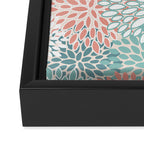 Modern Floral Prints, Coral Teal and Green Framed Canvas Print Gallery Image 3
