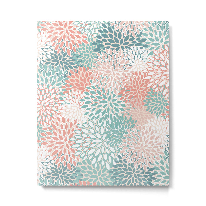 Modern Floral Prints, Coral Teal and Green Metal Print Gallery Image 1