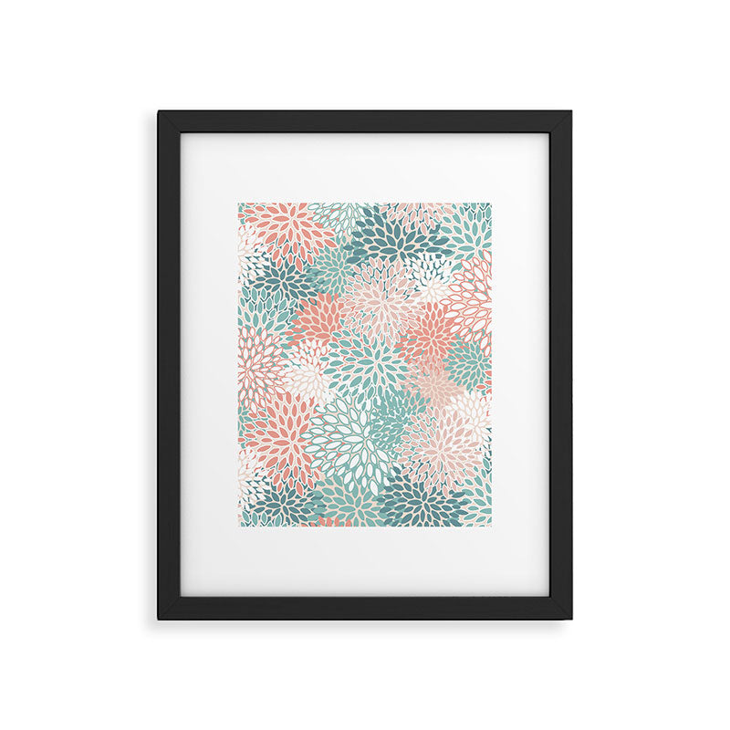 Modern Floral Prints, Coral Teal and Green Framed Art Print Gallery Image 6