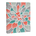 Modern Floral Prints, Coral, Teal Green and Gray Canvas Print Gallery Image 8